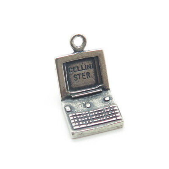 925 Sterling Silver Vintage Cellini Retro Personal Computer Charm Pendant - Picture 4 of 8